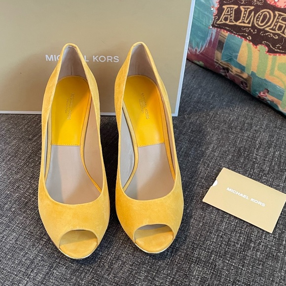 Michael Kors Collection Shoes - ☀️ Michael Kors Collection Sunny Yellow Suede Wedges ☀️
